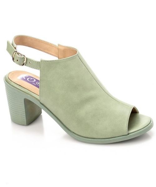 XO Style Faux Leather Heel Sandal For Women - Light Green