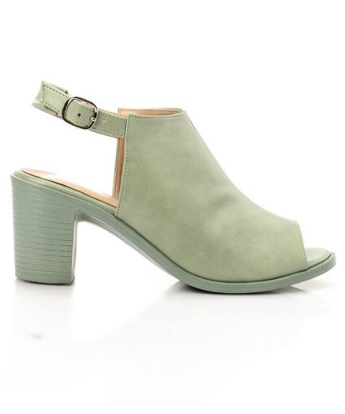 XO Style Faux Leather Heel Sandal For Women - Light Green