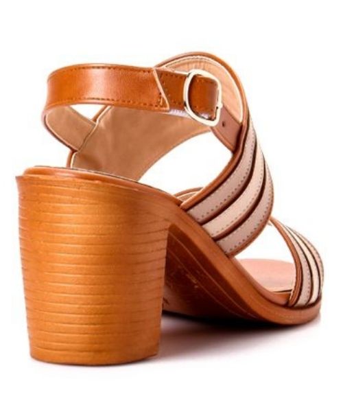 XO Style Faux Leather Heel Sandal For Women - Havana