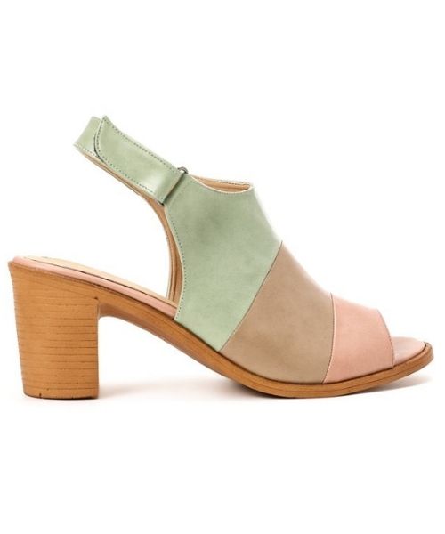 XO Style Faux Leather Heel Sandal For Women - Light Green