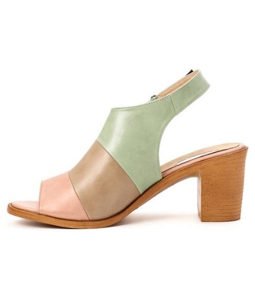 XO Style Faux Leather Heel Sandal For Women - Light Green