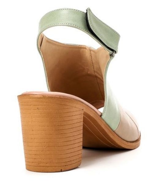 XO Style Faux Leather Heel Sandal For Women - Light Green