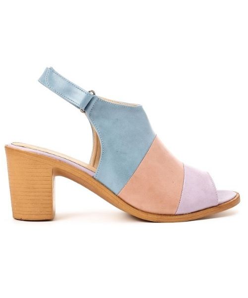 XO Style Faux Leather Heel Sandal For Women - Light Blue