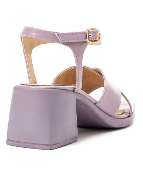 XO Style Faux Leather Heel Sandal For Women - Light Purple