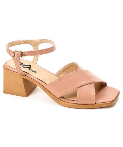 XO Style Faux Leather Heel Sandal For Women - Rose