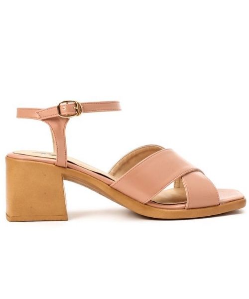 XO Style Faux Leather Heel Sandal For Women - Rose