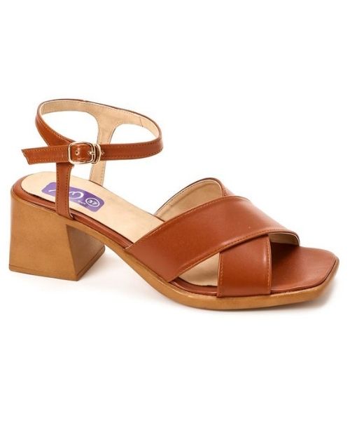 XO Style Faux Leather Heel Sandal For Women - Havana