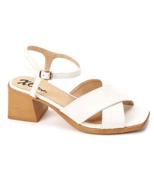 XO Style Faux Leather Heel Sandal For Women - White