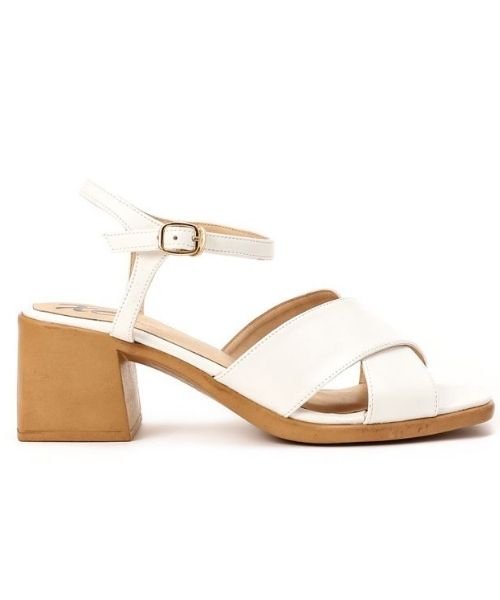 XO Style Faux Leather Heel Sandal For Women - White