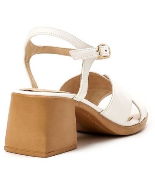 XO Style Faux Leather Heel Sandal For Women - White