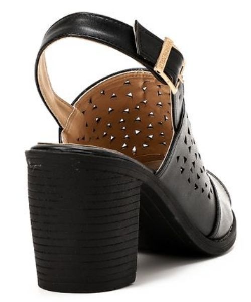 XO Style Faux Leather Heel Sandal For Women - Black