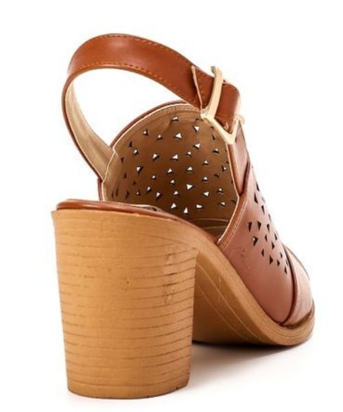 XO Style Faux Leather Heel Sandal For Women - Havana