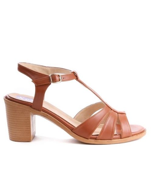 XO Style Faux Leather Heel Sandal For Women - Havana