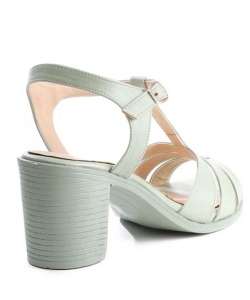 XO Style Faux Leather Heel Sandal For Women - Light Green