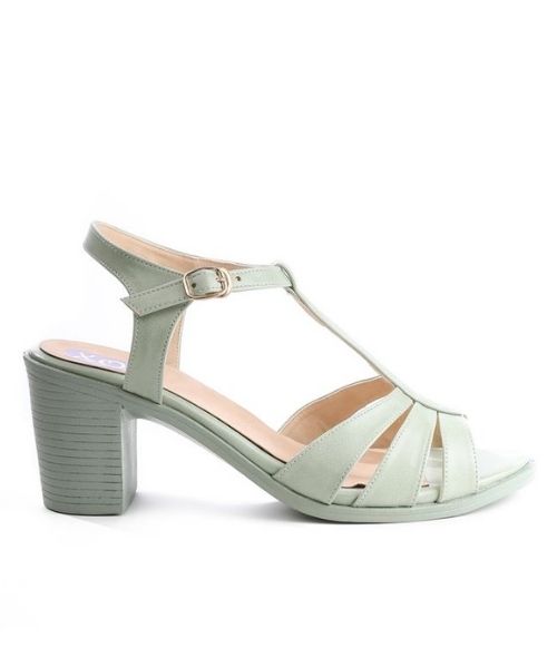 XO Style Faux Leather Heel Sandal For Women - Light Green