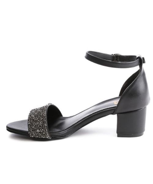 XO Style Faux Leather Heel Sandal For Women - Black