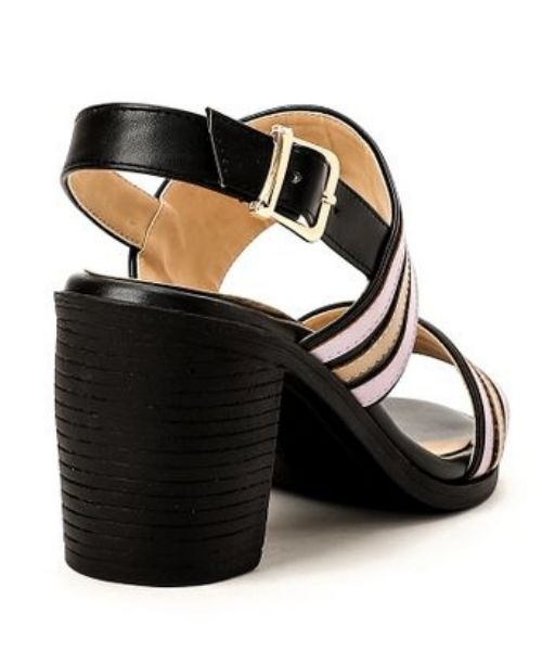 XO Style Faux Leather Heel Sandal For Women - Black Rose