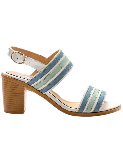 XO Style Faux Leather Heel Sandal For Women - White Blue