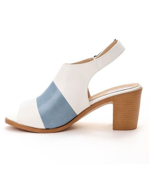 XO Style Faux Leather Heel Sandal For Women - White Blue