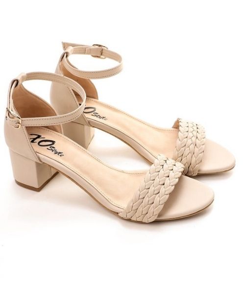 XO Style Faux Leather Heel Sandal For Women - Beige