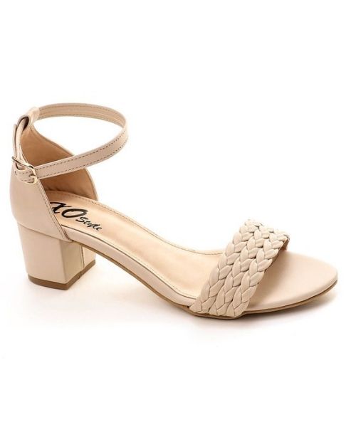 XO Style Faux Leather Heel Sandal For Women - Beige