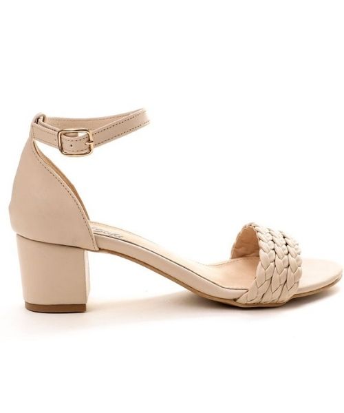 XO Style Faux Leather Heel Sandal For Women - Beige