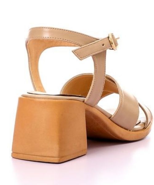 XO Style Faux Leather Heel Sandal For Women - Beige