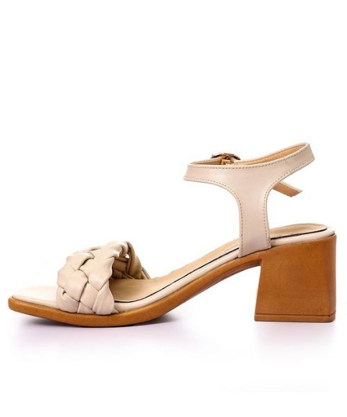 XO Style Faux Leather Heel Sandal For Women - Beige