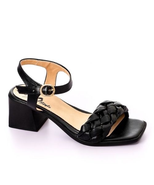 XO Style Faux Leather Heel Sandal For Women - Black