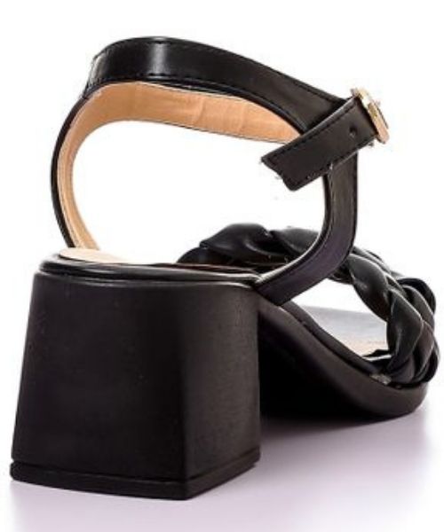 XO Style Faux Leather Heel Sandal For Women - Black