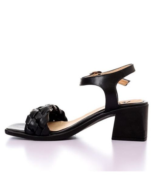 XO Style Faux Leather Heel Sandal For Women - Black