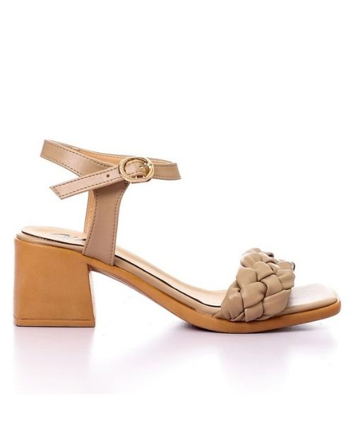 XO Style Faux Leather Heel Sandal For Women - Cafe