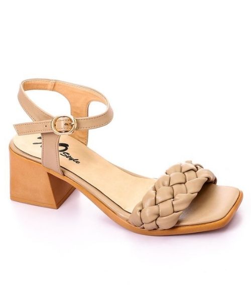 XO Style Faux Leather Heel Sandal For Women - Cafe