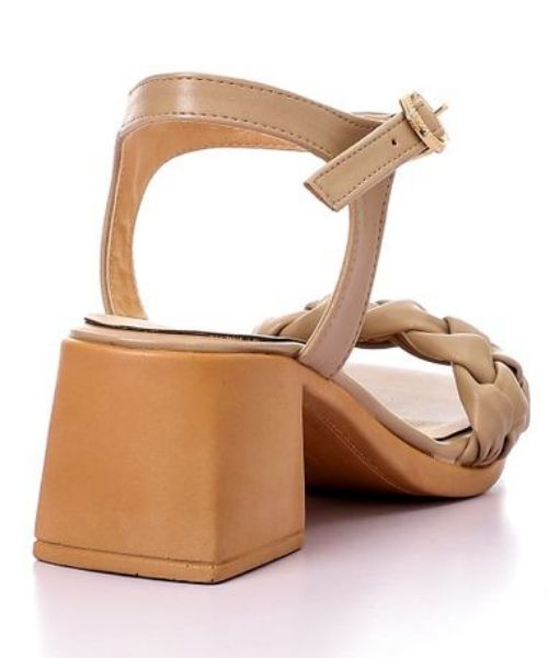 XO Style Faux Leather Heel Sandal For Women - Cafe