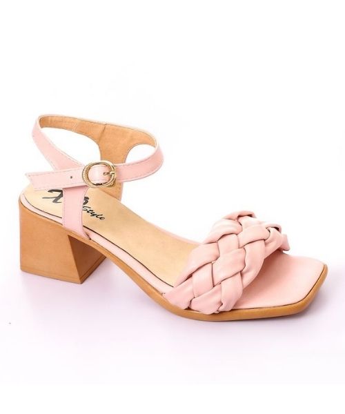 XO Style Faux Leather Heel Sandal For Women - Rose