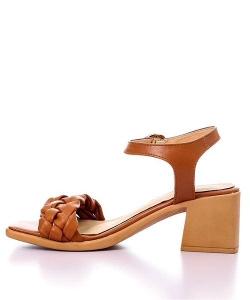 XO Style Faux Leather Heel Sandal For Women - Havana