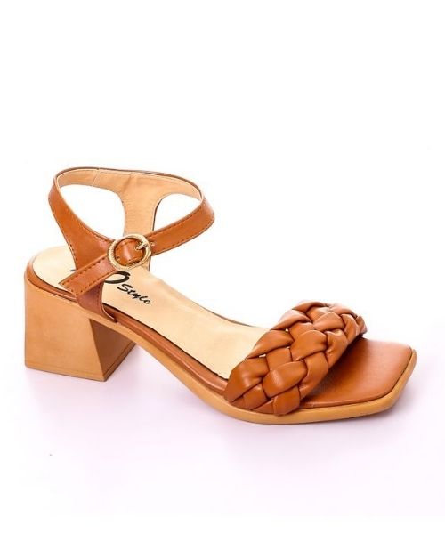 XO Style Faux Leather Heel Sandal For Women - Havana