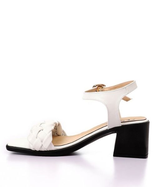 XO Style Faux Leather Heel Sandal For Women - White Black