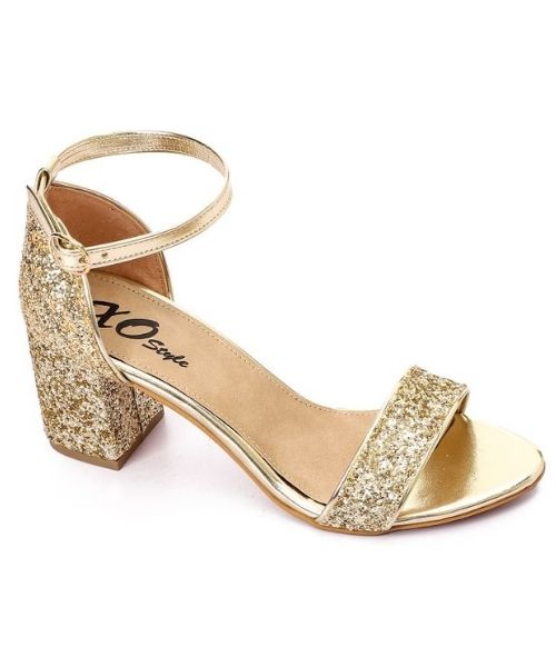 XO Style Faux Leather Heel Sandal For Women - Gold