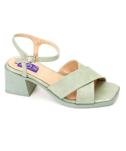 XO Style Faux Leather Heel Sandal For Women - Mint Green