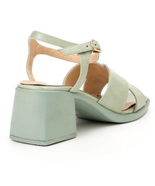 XO Style Faux Leather Heel Sandal For Women - Mint Green