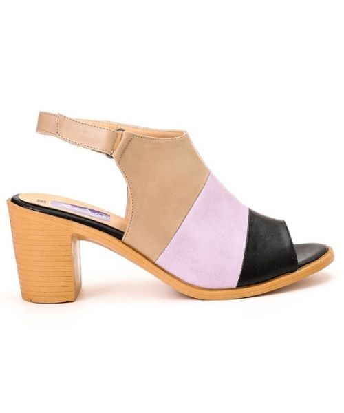 XO Style Faux Leather Heel Sandal For Women - Beige