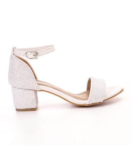 XO Style Faux Leather Heel Sandal For Women - White