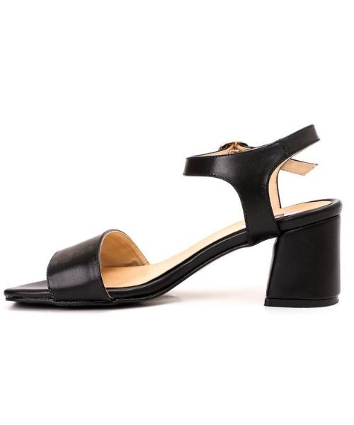 XO Style Faux Leather Heel Sandal For Women - Black