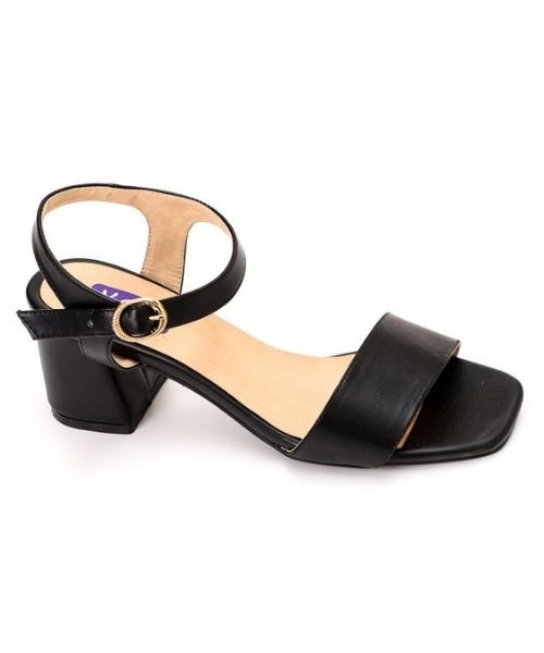 XO Style Faux Leather Heel Sandal For Women - Black