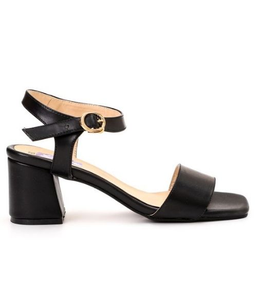 XO Style Faux Leather Heel Sandal For Women - Black