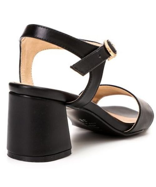 XO Style Faux Leather Heel Sandal For Women - Black