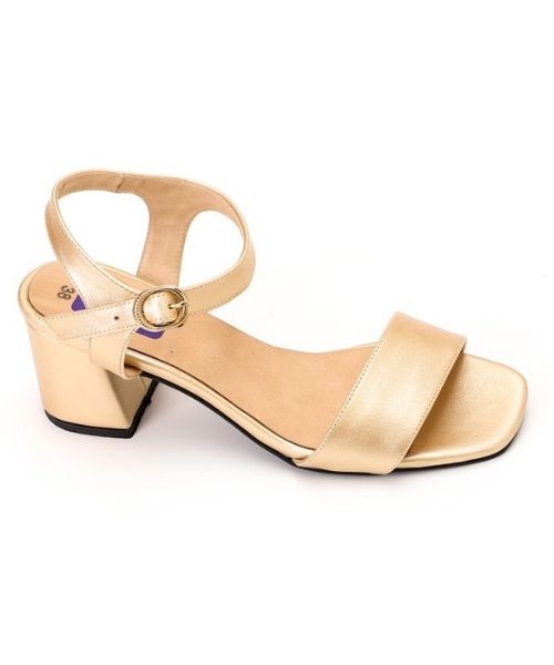 XO Style Faux Leather Heel Sandal For Women - Gold