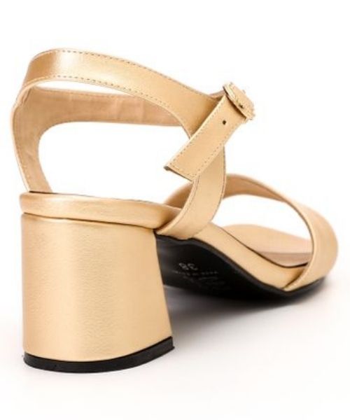 XO Style Faux Leather Heel Sandal For Women - Gold