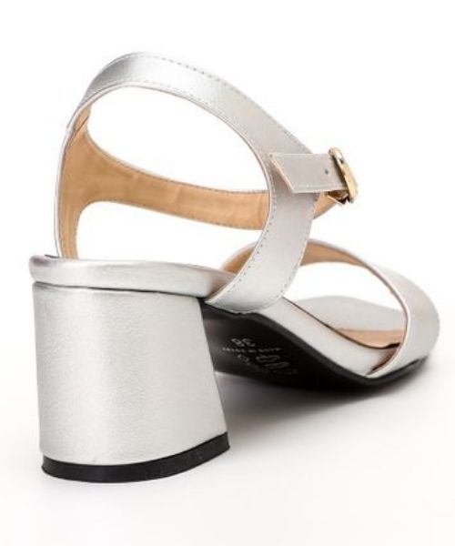 XO Style Faux Leather Heel Sandal For Women - Silver